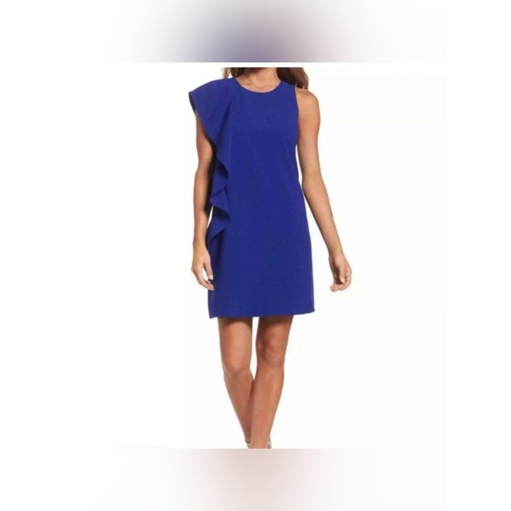 Chelsea28 Royal Blue Ruffle Shift‎ Dress Sleeveless Size 4 HL358234MI